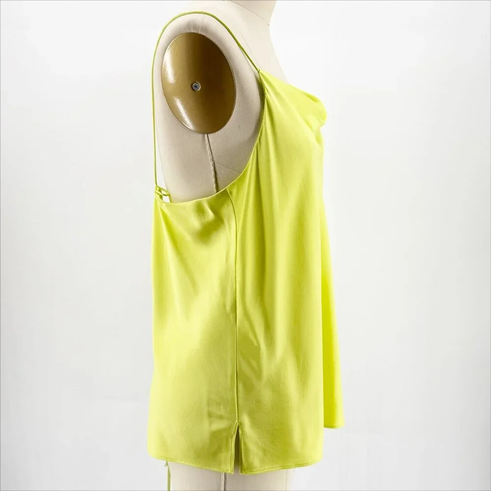 Cami NYC Silk Blend Camis Top in Acid Green Neon w/ criss cross tie back XL - Picture 3 of 9